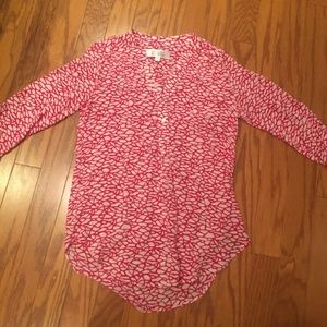 Stitch Fix Pink and White Long Sleeve Blouse